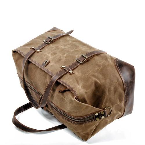 Image of Waxed Canvas Duffel Bag Weekender Holdall Luggage Travel Bag MC9503