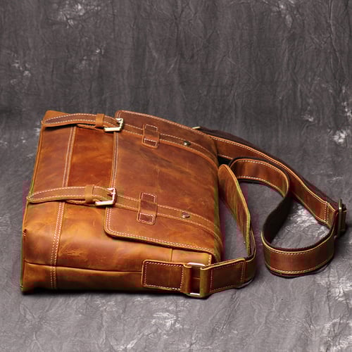 Image of Handmade Vegetable Leather Men's Messenger Bag, Shoulder Bag LJ1005
