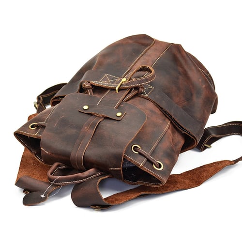 Image of Vintage Handmade Man Backpack Leather Laptop Backpack LF9109