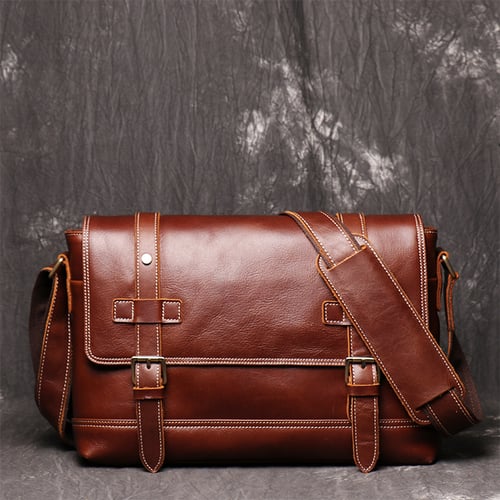 Image of Handmade Vegetable Leather Men's Messenger Bag, Shoulder Bag LJ1005