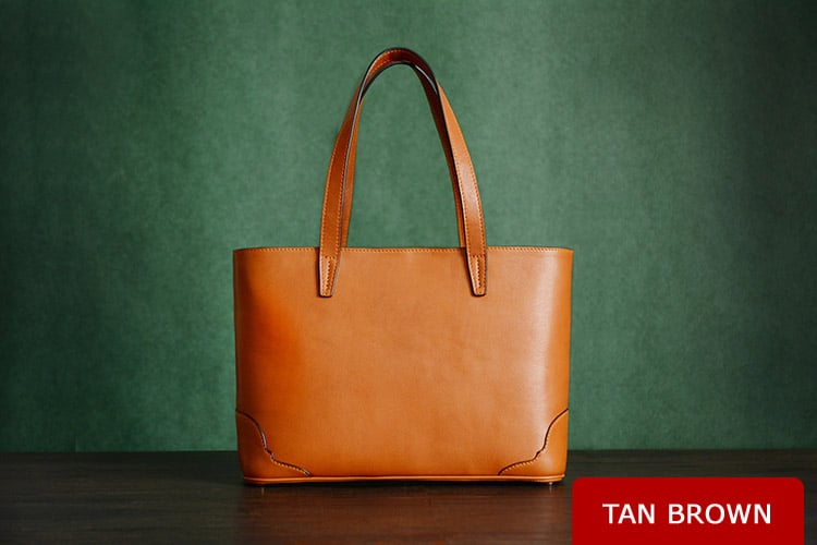 Image of Custom Handmade Italian Vegetable Tanned Leather Tote Bag, Shoulder Bag, Lady Handbag D011