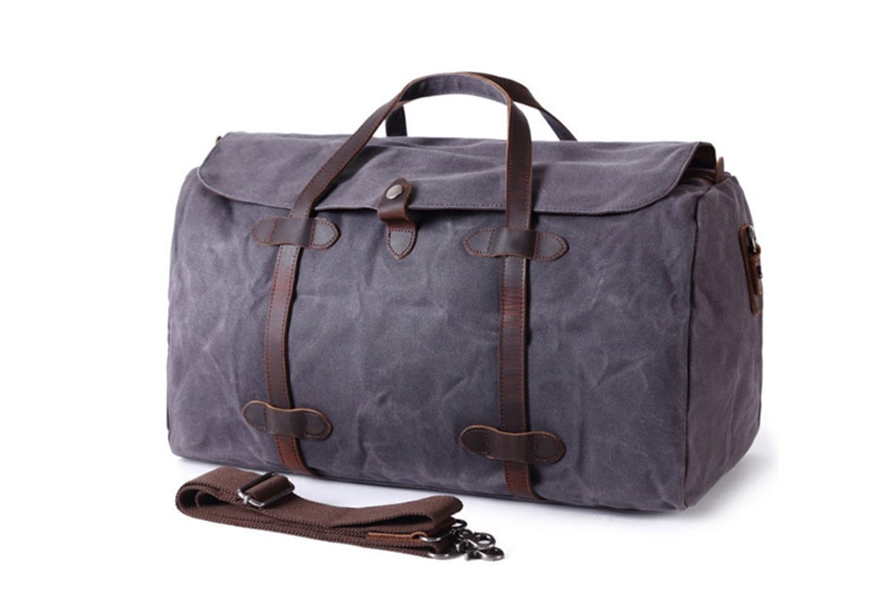 Image of Waxed Canvas Duffle Bag Holdall Luggage Weekender Bag Travel Bag AF12