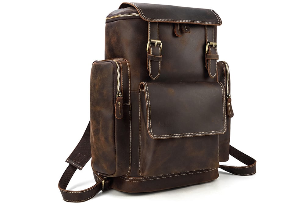 Image of Handmade Vintage Men Large Leather Backpack, Travel Backpack ESS468