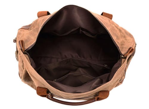 Image of Waxed Canvas Leather Travel Bag Duffle Bag Holdall Luggage Weekender Bag FX8826