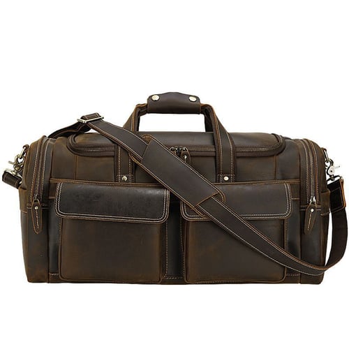 Image of Large Size Full Grain Leather Travel Bag Duffel Bag Weekend Bag CN6650