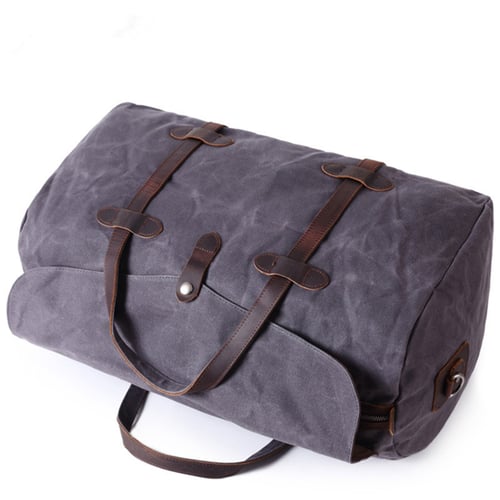 Image of Waxed Canvas Duffle Bag Holdall Luggage Weekender Bag Travel Bag AF12