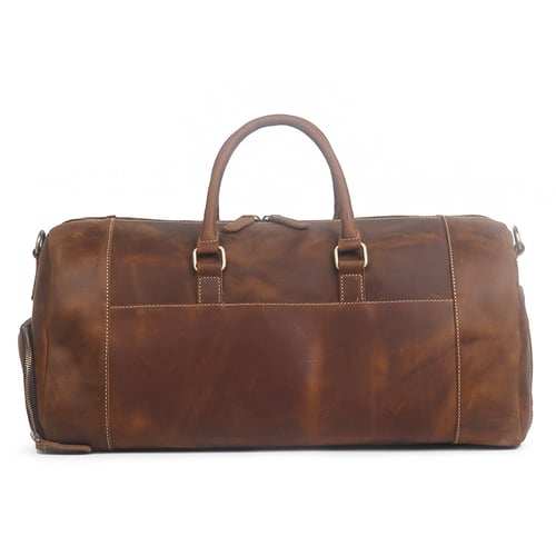 Image of Large Size Handmade Leather Travel Bag with Shoes Compartment, Duffel Bag LJ1188L