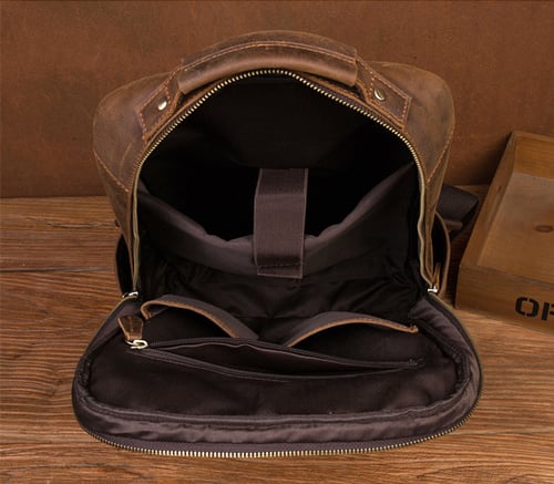 Image of Handmade Crazy Horse Leather Backpack Laptop Backpack Travel Backpack MSG7635