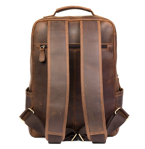 Image of Handmade Crazy Horse Leather Backpack Laptop Backpack Travel Backpack MSG7635