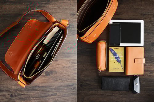 Image of Custom Handmade Vegetable Tanned Italian Leather Messenger Satchel Bag Crossbody Shoulder Bag D042