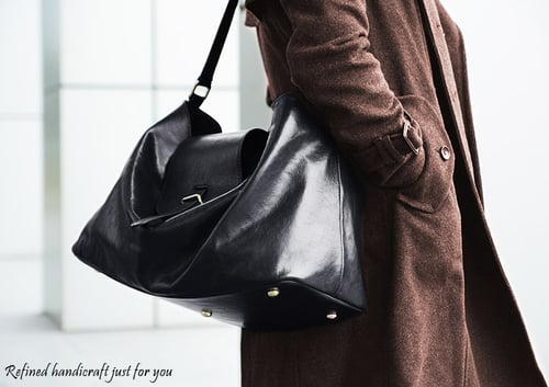 Image of Custom Handmade Vegetable Tanned Italian Leather Tote Bag Shoulder Bag Women Handbag D047