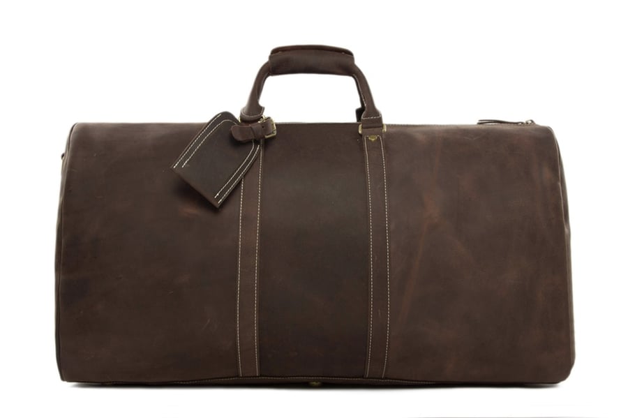 Image of Handmade Extra Large Vintage Full Grain Leather Travel Bag, Duffle Bag, Holdall Luggage Bag 12027