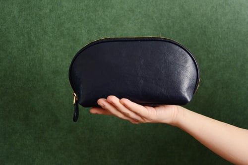 Image of Custom Handmade Vegetable Tanned Italian Leather Cosmetic Bag Toiletry D057