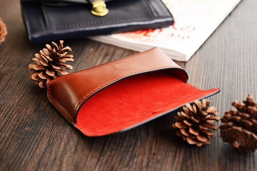 Image of Custom Handmade Vegetable Tanned Italian Leather Sunglass Case Pouch Pocket D056
