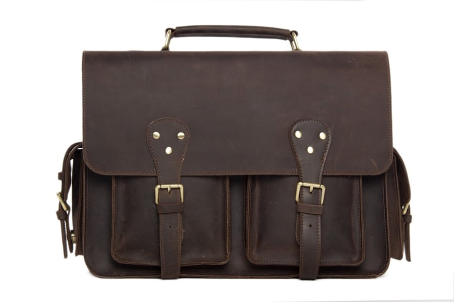 Image of Handcrafted Rustic Leather Briefcase, Messenger Bag, Laptop Bag, Men's Handbag 7145
