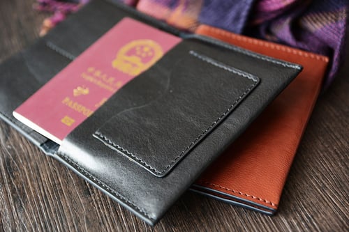 Image of Custom Handmade Vegetable Tanned Italian Leather Passport Holder Wallet Clutch D050