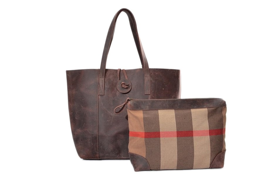 Image of Handcrafted Vintage Crazy Horse Leather Women Tote Bag, Shopping Bag, Shoulder Bag YD006