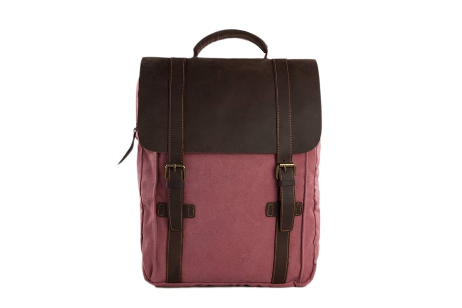 Image of Leather-Canvas Backpack / Laptop Bag / School Bag / Travel Bag / Unisex Backpack 1820