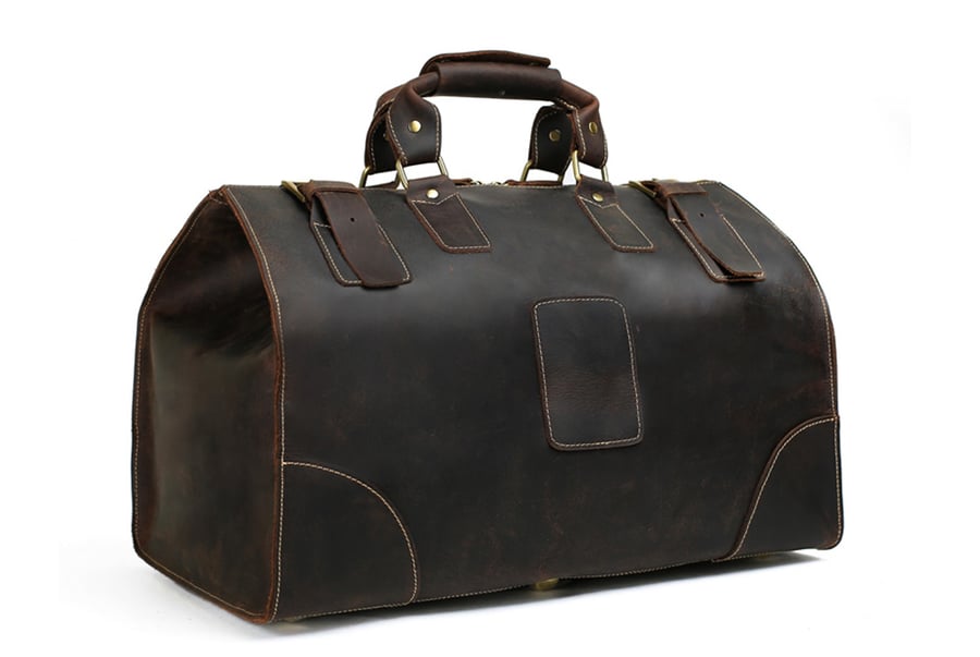 Image of Extra Large Vintage Genuine Leather Duffle Bag, Travel Bag, Handbag 3151