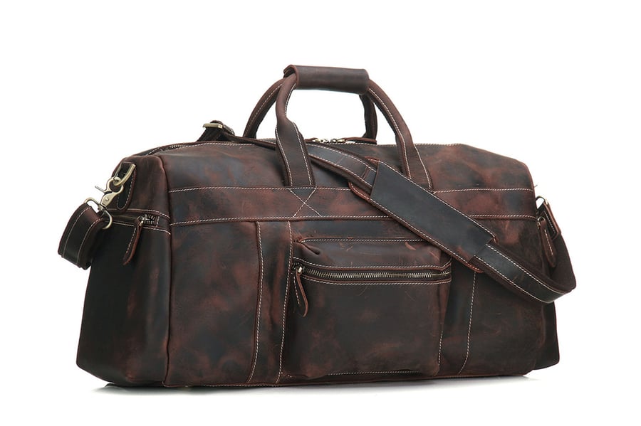 Image of  Large Genuine Leather Travel Bag, Duffle Bag 1098