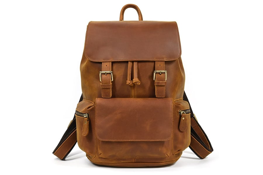 Image of Handmade Vintage Crazy Horse Leather Backpack Travel  Backpack