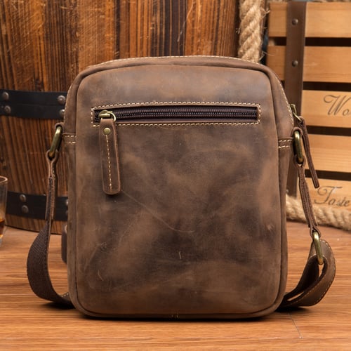 Image of Crazy Horse Leather Messenger Bag Men Shoulder Bag Retro Satchel MSG1788