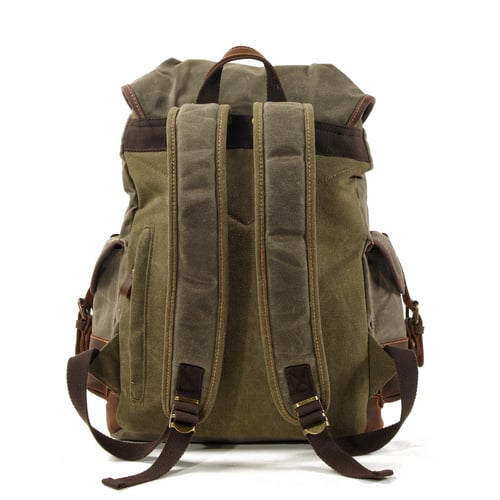 Image of Waxed Canvas Backpack Rucksack Hiking Travel Backpack MC9508