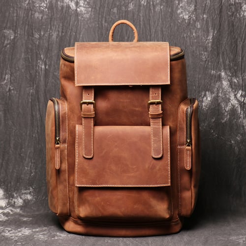 Image of Handmade Vintage Men Large Leather Backpack, Travel Backpack ESS468